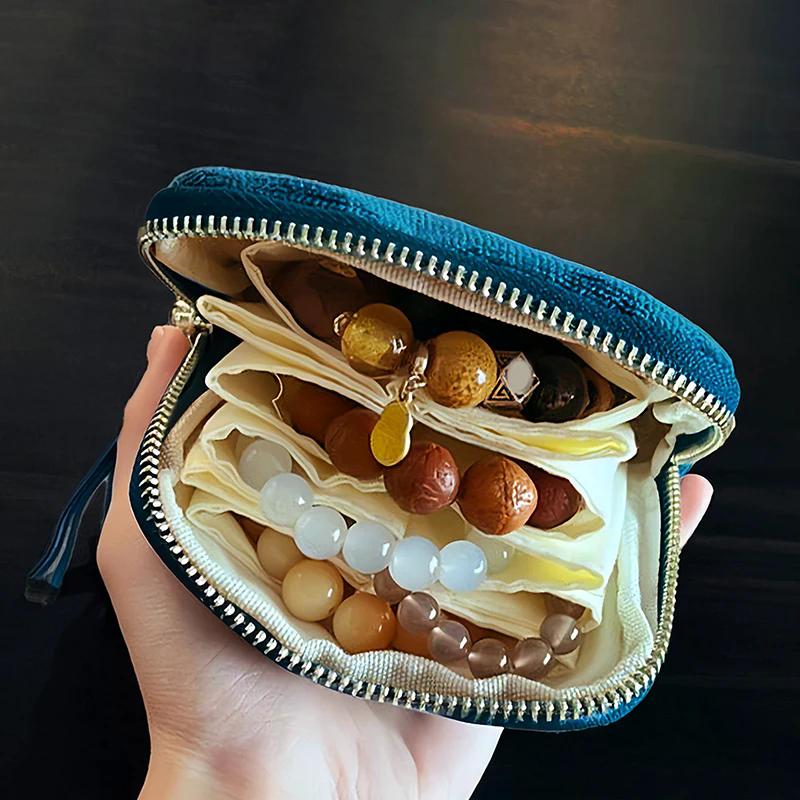Exquisite Jewelry Storage Bag With Tassel Pendant Ring Zipper Jewelry Bag Large Capacity Travel Crystal Bracelet Storage Pouch
