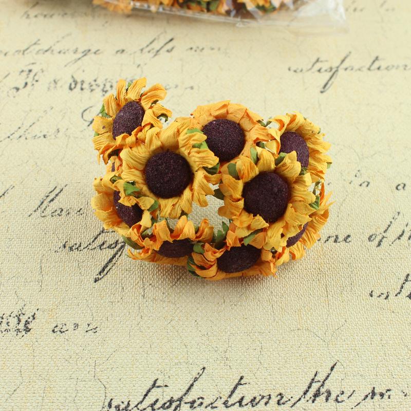 Sunflower Paper Flower DIY Gift Box Decoration for Weddings, Candy Boxes, and Accessories - Small Floral Accents.