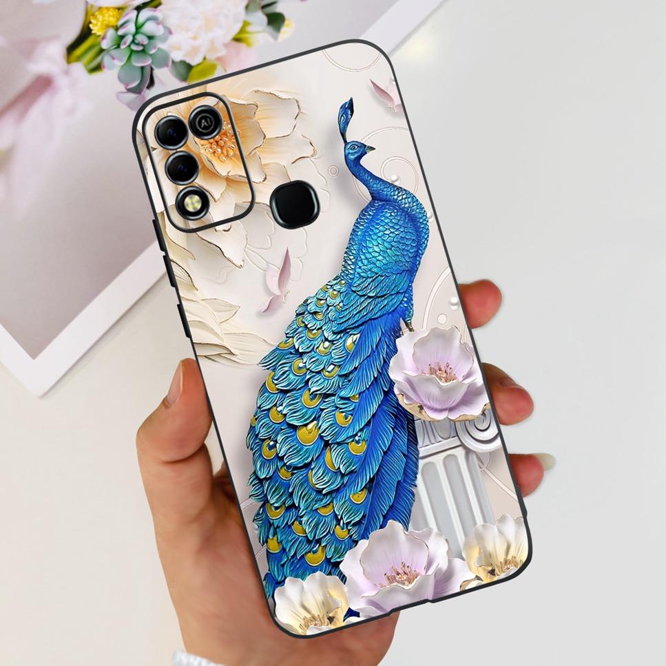 For Infinix Hot 11 Play 6.82" Soft Silicone Phone Cases For Infinix Hot 11 Play 11play 10Play Cover Luxury Flowers Funda Capa