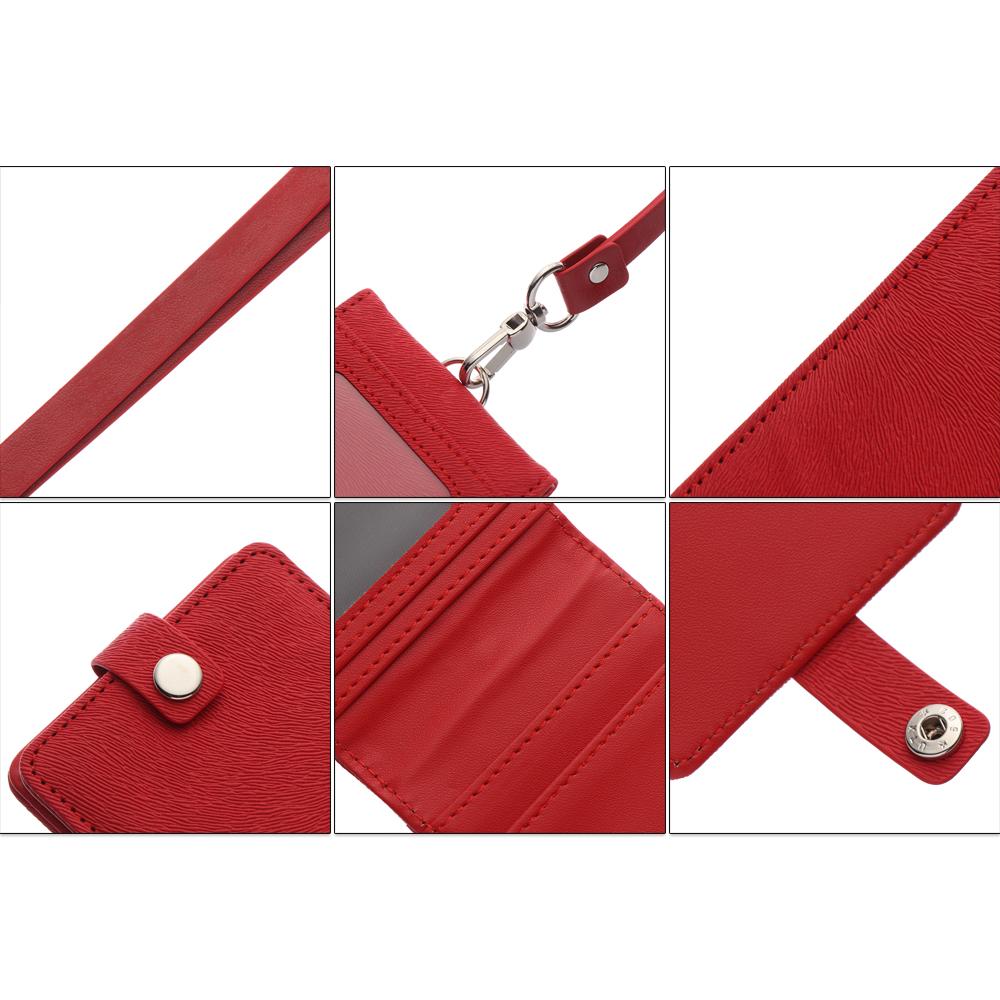 Multifunctional PU Leather Work Card Holder Fashion Women Men Name Badge Holder ID Business Case Office School Bank Credit Card