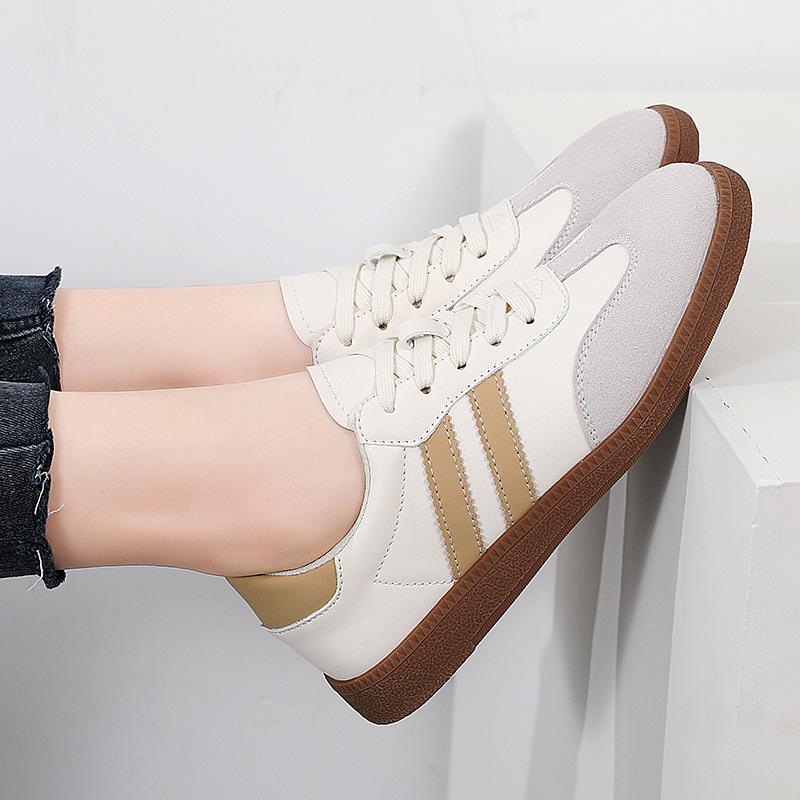 Korean Version of German Training Shoes for Women In Spring New Flat-soled Retro Color-blocking Casual Sports Versatile Board Shoes