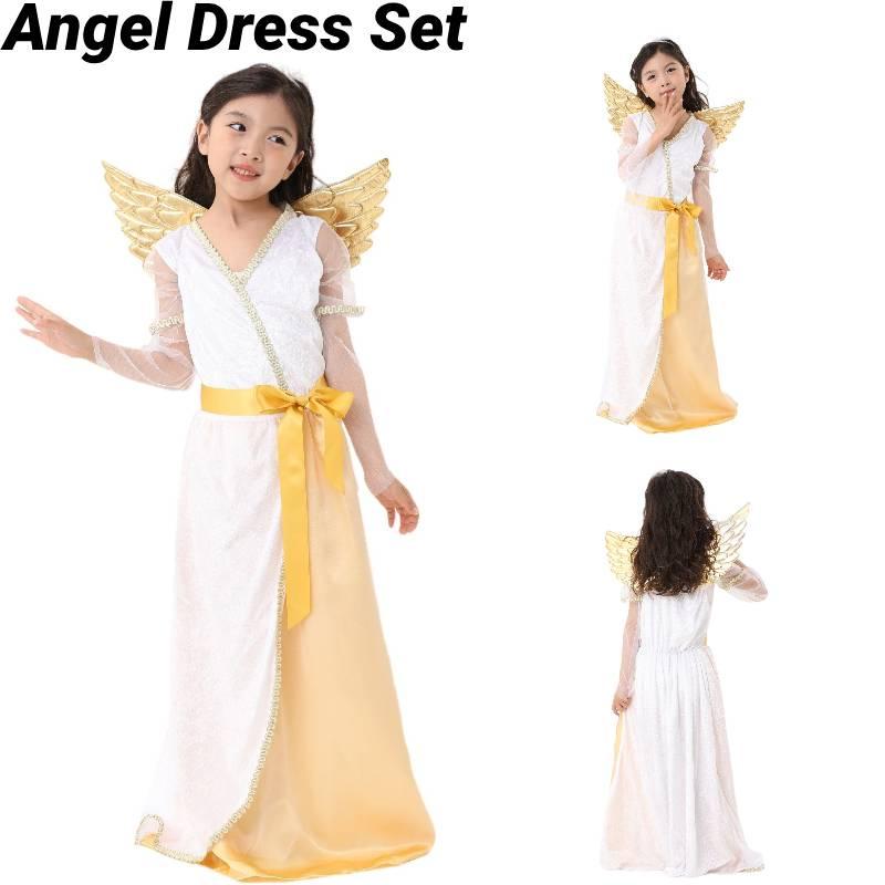 Dziewczęca sukienka anioła, piękny kostium z poliestru na pokazy i imprezy dla dzieci