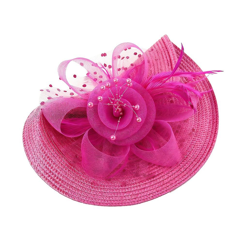 

New Mesh Ribbons Fascinator Caps Flower Feather Elegant Hair Drop Fascinator Hat Headress Hair Accessories розы красного