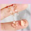 Cherry Blossom Elegant Sakura Asymmetric Earrings With Geometric Shape For Summer Fashion