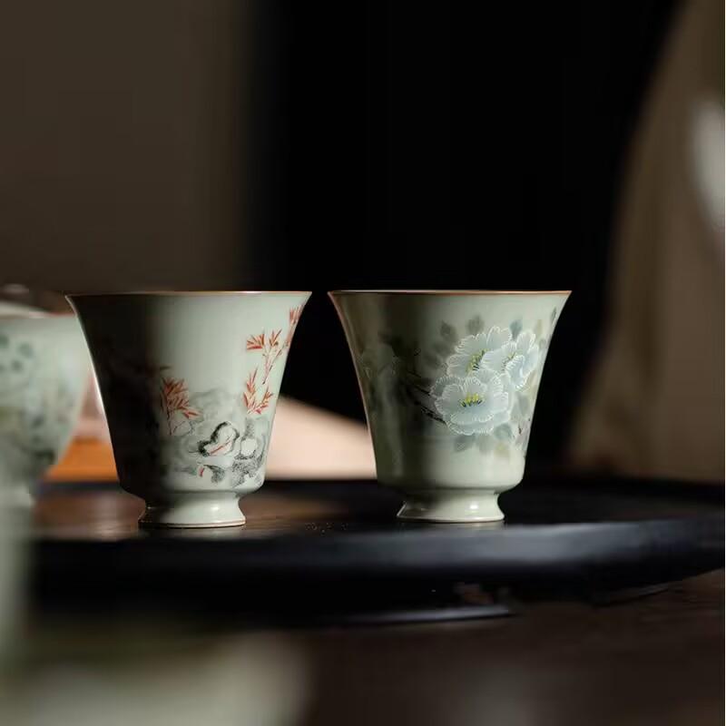 Secret Huang Ru Kiln Retro Chinese Horseshoe Smelling Cup Kung Fu Teacup Master Cup Single Cup Personal Special Tea Tasting Cup Female