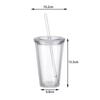 Reusable Plastic Cups, Double-Walled Transparent Drinking Cup with Straw, Reusable Cups, Suitable for Fruit Juice