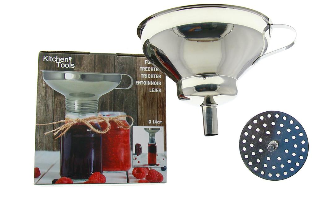 Steel Kitchen Funnel For Jars And Bottles + Strainer