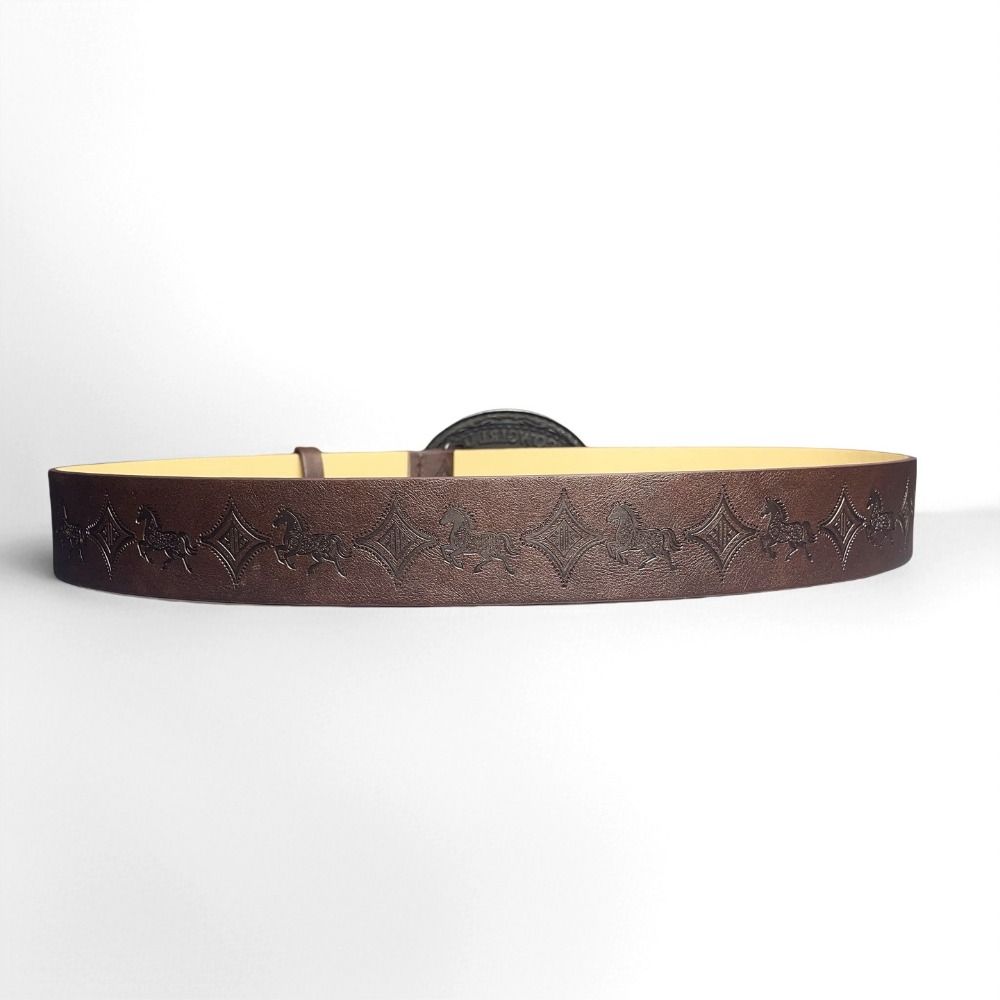 Cinturón Floral en Relieve de Marca de Moda COWGIRL UP Hebilla de Corazón Caballo Cinturilla para Mujeres Spice Girls