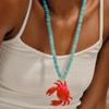Seaside Resort Style Red Crab Beaded Cartoon Necklace