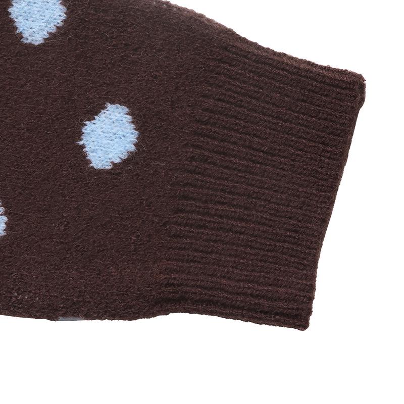 2026 Autumn/Winter Women's Polka Dot Wool Knit Cardigan - Fashionable European & American Long Sleeve Sweater