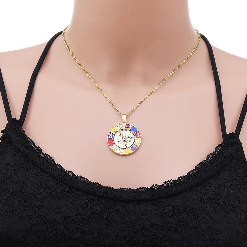 Turkish Lucky Evil Eye Necklace Men Women Gold Color Enamel Drip Oil CZ Pendant Fashion Stainless Steel Chain Necklace Jewelry