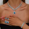 Elegant Multi-Color Floral Diamond Wedding Jewelry Set - Necklace, Stud Earrings & Bracelet