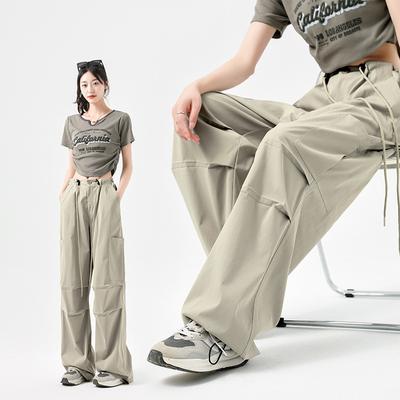 Arbeitshosen für Damen mit Fleece Neu Locker Gerades Bein Lässig Weites Bein Fallschirmhosen