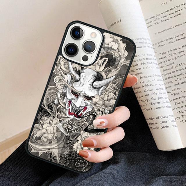 Japanese Oni Hannya Demon Mask cool Phone Case Back Cover for iPhone 17 Air 16 15 14 13 11 12 Pro Max Plus Coque