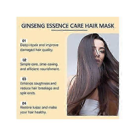 Ginseng Essence Hair Mask, Collagen Hair Mask with Argan Oil, Deep Repair Conditioning Nourishing for Frizz, Dry and Damaged Hair