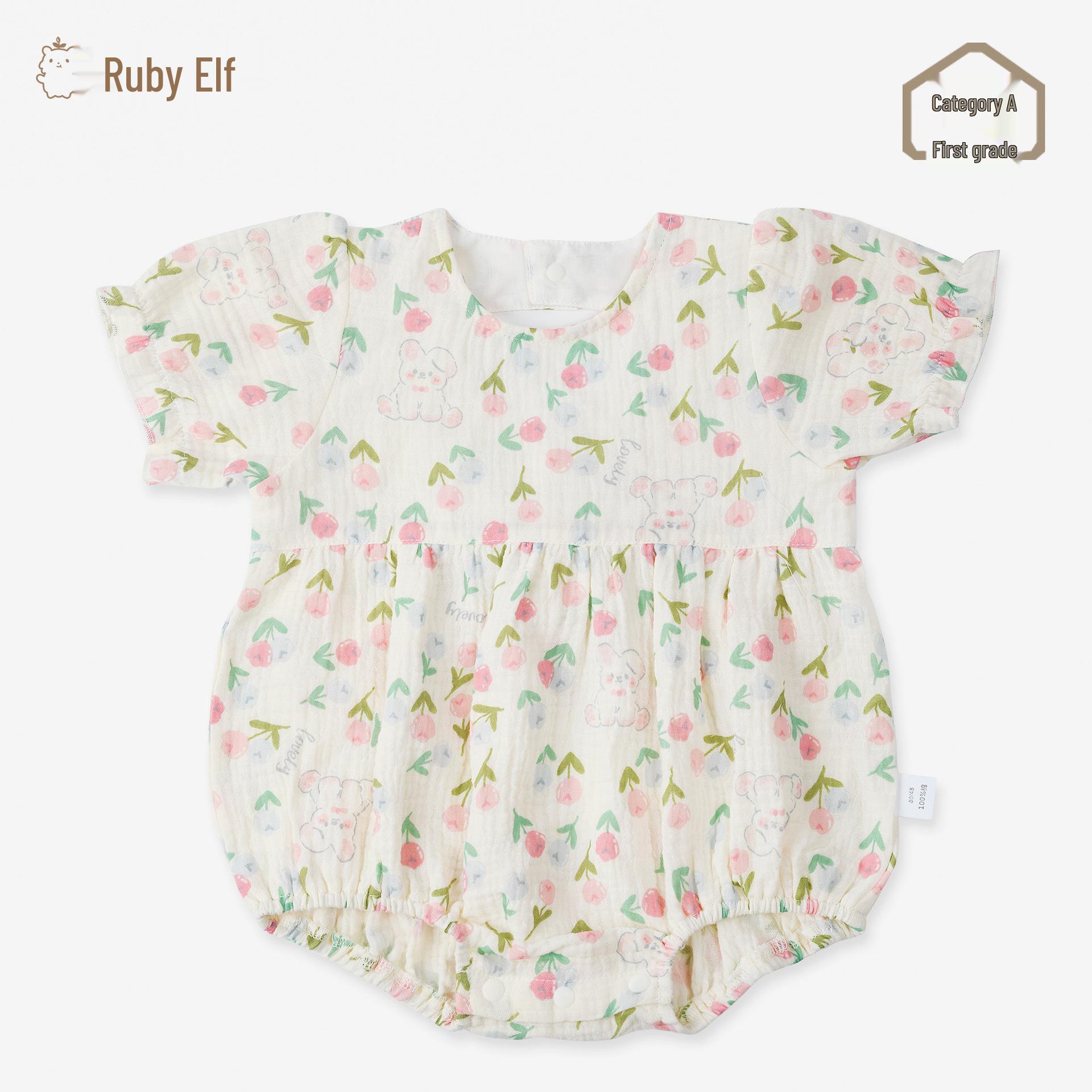 

Супер милый детский ромпер в цветочек - Легкий летний комбинезон для новорожденных 80cm розовый/тюльпан