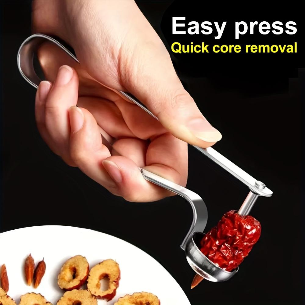 Stainless Steel Cherry Pitter & Red Date Seed Remover - One-Handed Easy Press Kitchen Tool for Quick Core Removal,Durable & Easy