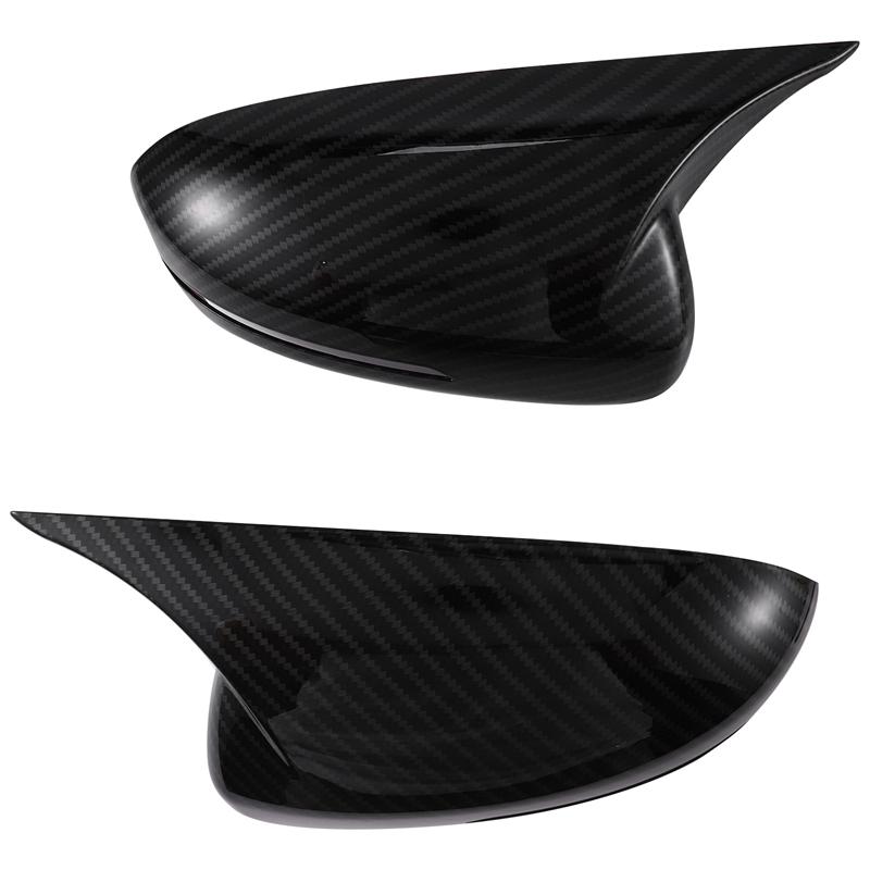 For KIA K5 Optima 2011-2015/2016-2020 Car Side Door Rearview Horn Mirror Cover Cap Sticker Trim ABS Carbon Fiber Style Black