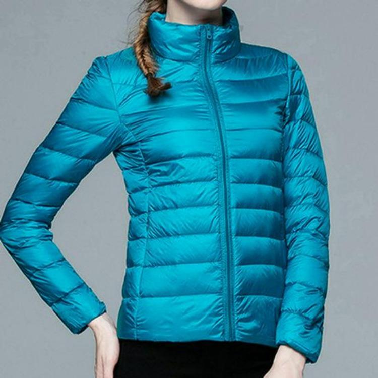 Giacca Piumino Donna Taglie Forti Stile Coreano Leggera Vestibilità Aderente Collo Alto Corta Cappotto Autunno Inverno
