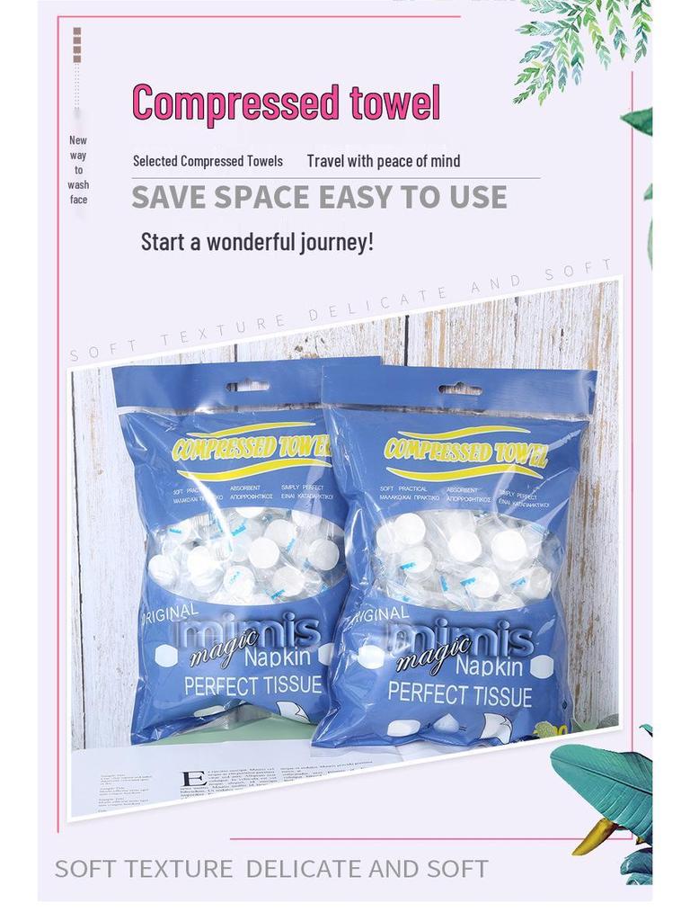 Tragbares Reise-Gesichtswaschhandtuch - Einweg-Komprimierte Schönheits-Reinigungstücher
