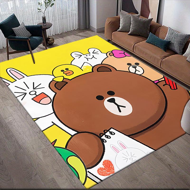 LINE FRIENDS Playful Square Area Rug, Non-Slip Floor Mat for Home Decor, Perfect Gift for LINE FRIENDS Fans.chl