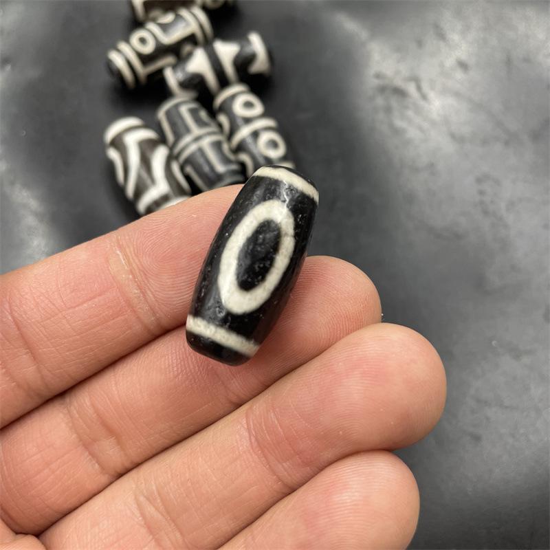 Zehntausend Jade DIY Schmuck: Schwarz-Weiß Patina Dzi Achat Röhrenperlen & Wachsachat Reiskörnerperlen