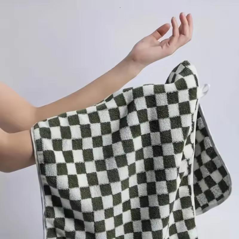 1/2PCS Multicolor Checkerboard Towel Combed Cotton Towel Soft Absorbent Kitchen Bathroom Hotel Soft Skin Friendly Cleaning Cloth