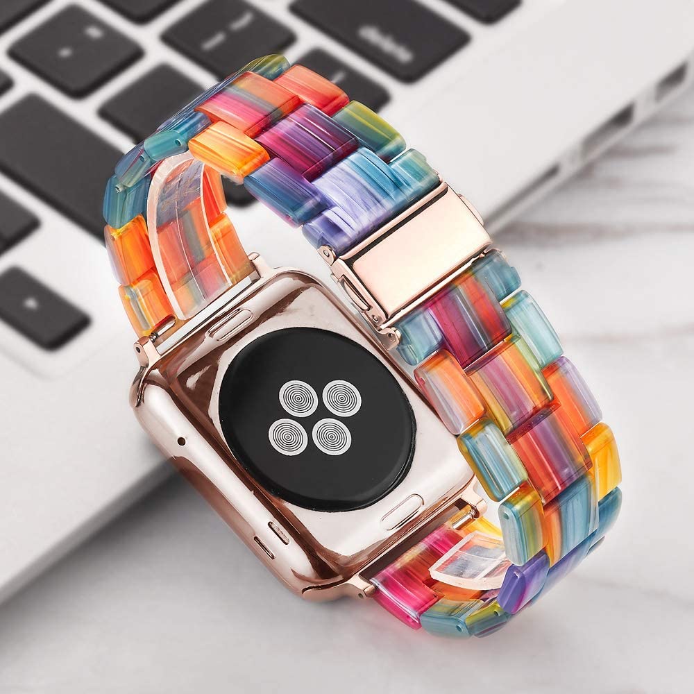 Resin Strap for Apple Watch Band 44mm 40mm 42mm 40mm Accessoreis Luxury Watchband Belt Bracelet iWatch Series 3 4 5 Se 6 Band