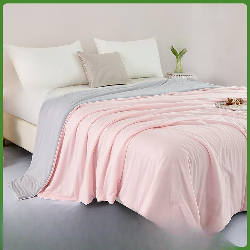 

Охлаждающее шелковое летнее одеяло, однотонное, машинная стирка, одеяло для кондиционированного воздуха, одинарное одеяло из ледяного шелка для общежития 150x200cm розовый