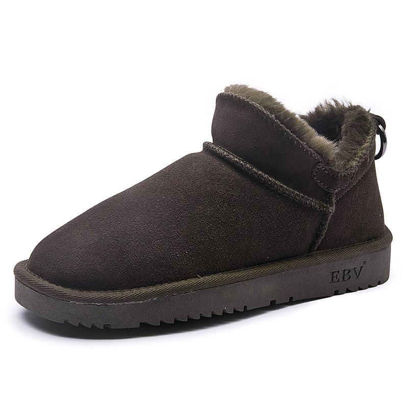 Cowhide snow boots for women 2026 short boots snow cotton shoes  thick and fashionable women's shoes