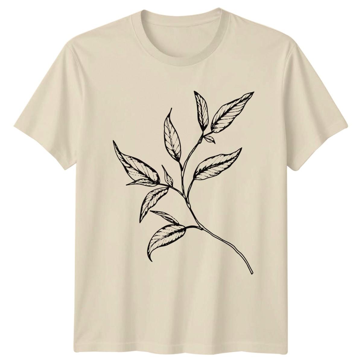 Botanical Nature Minimalist Design T-Shirt Plant Leaf Lover Nature M