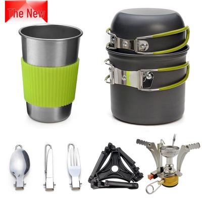 Tragbares Outdoor-Koch- und Geschirrset für 1-2 Personen für Camping & Picknick