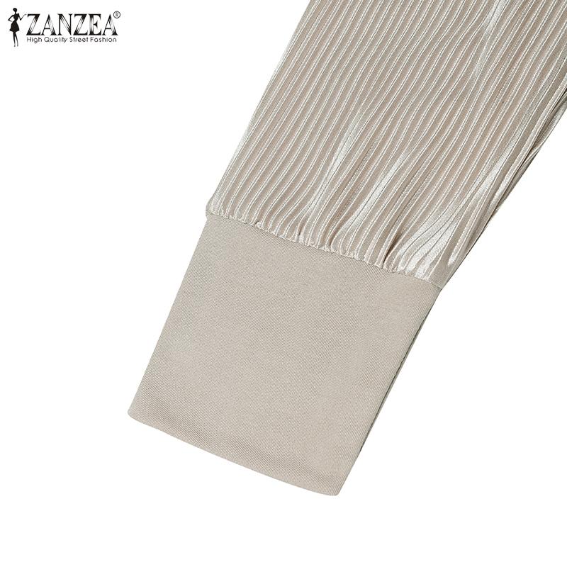 ZANZEA Women Casual Long Sleeve Loose Patchwork Long Dress