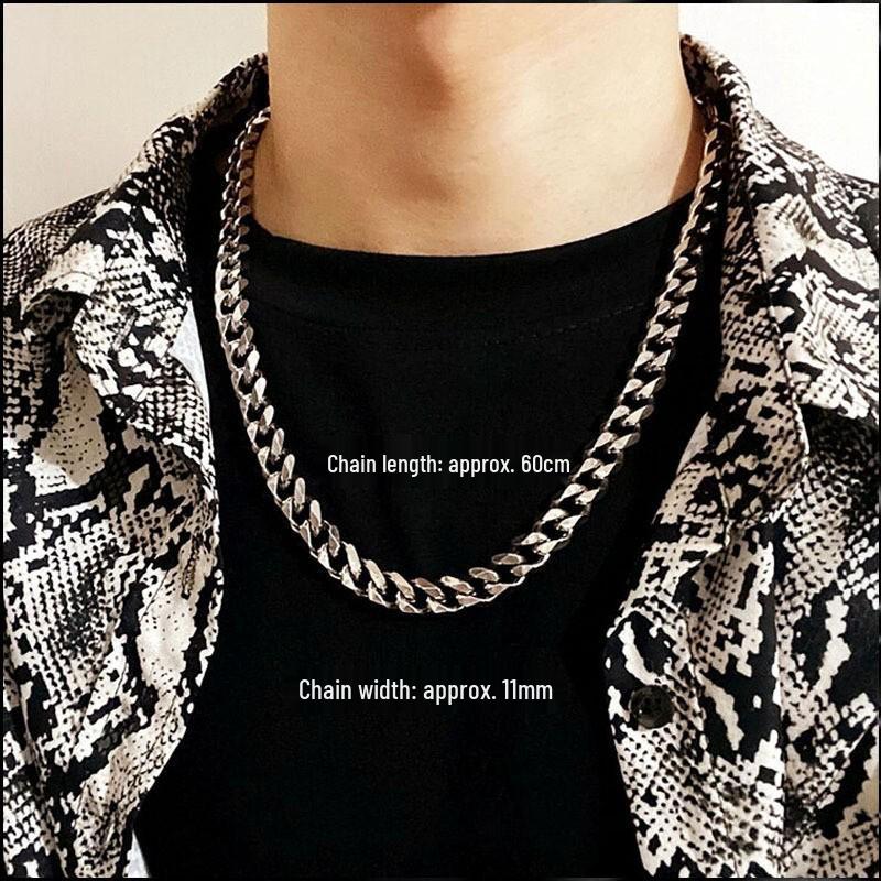 Europeisk og amerikansk hiphop chunky cubansk kjedehalskjede - Trendy street-stil for menn og kvinner, high-end bredt kragebens-tilbehør