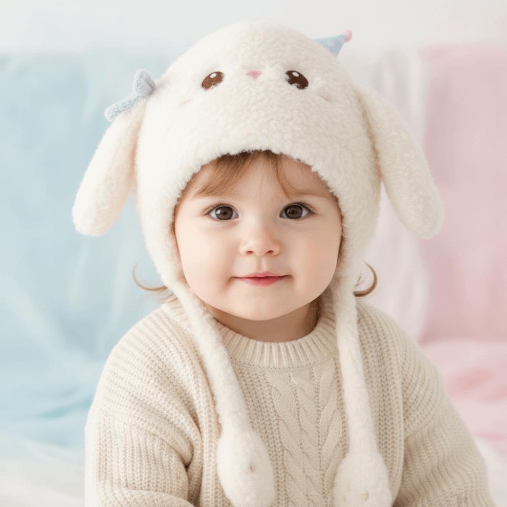 Windproof Toddler Earflap Hat Thermal Cartoon Fluffy Caps Plush Kids Beanie Cold Outdoor