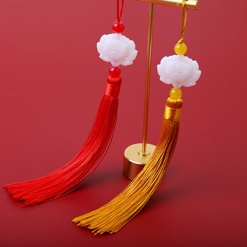2pcs/Lot White Lotus Pendant Tassel Hanging Tassel Silk Fringe Bangs Flower Tassel Trim Key For Curtains Home Decor Accessories