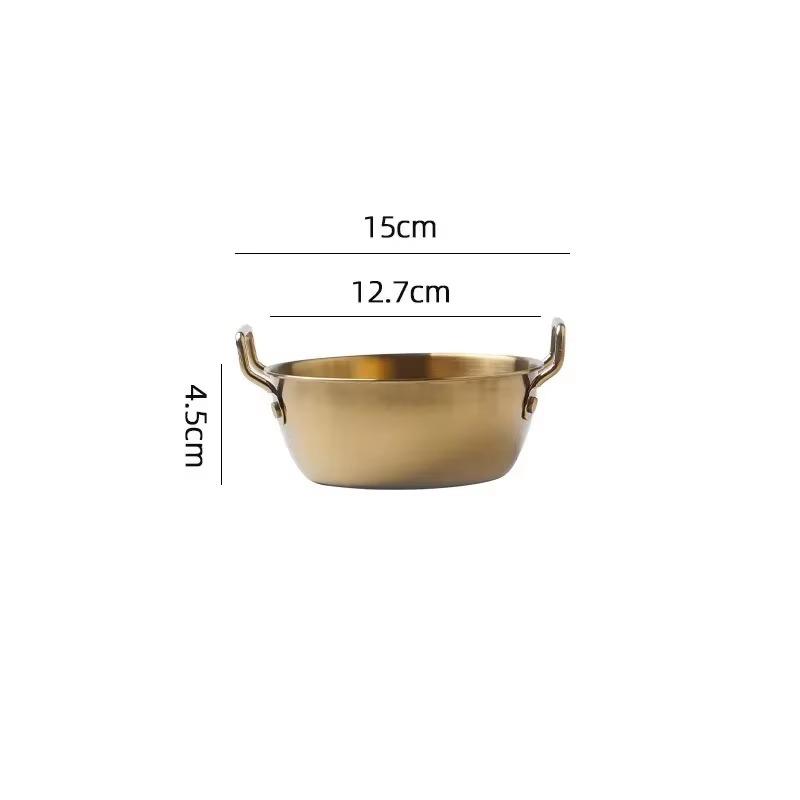 Gold Stainless Steel Bowl with Handle, Suitable for Hot Pot, Fried Food, Salad and Party Entertaining