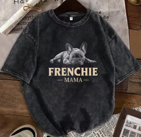 Ladies Trendy and Fashionable Retro Vintage Vintage Tshirt Retro Washed Tshirt Retro Pet Round Neck Dog Owner Tshirt