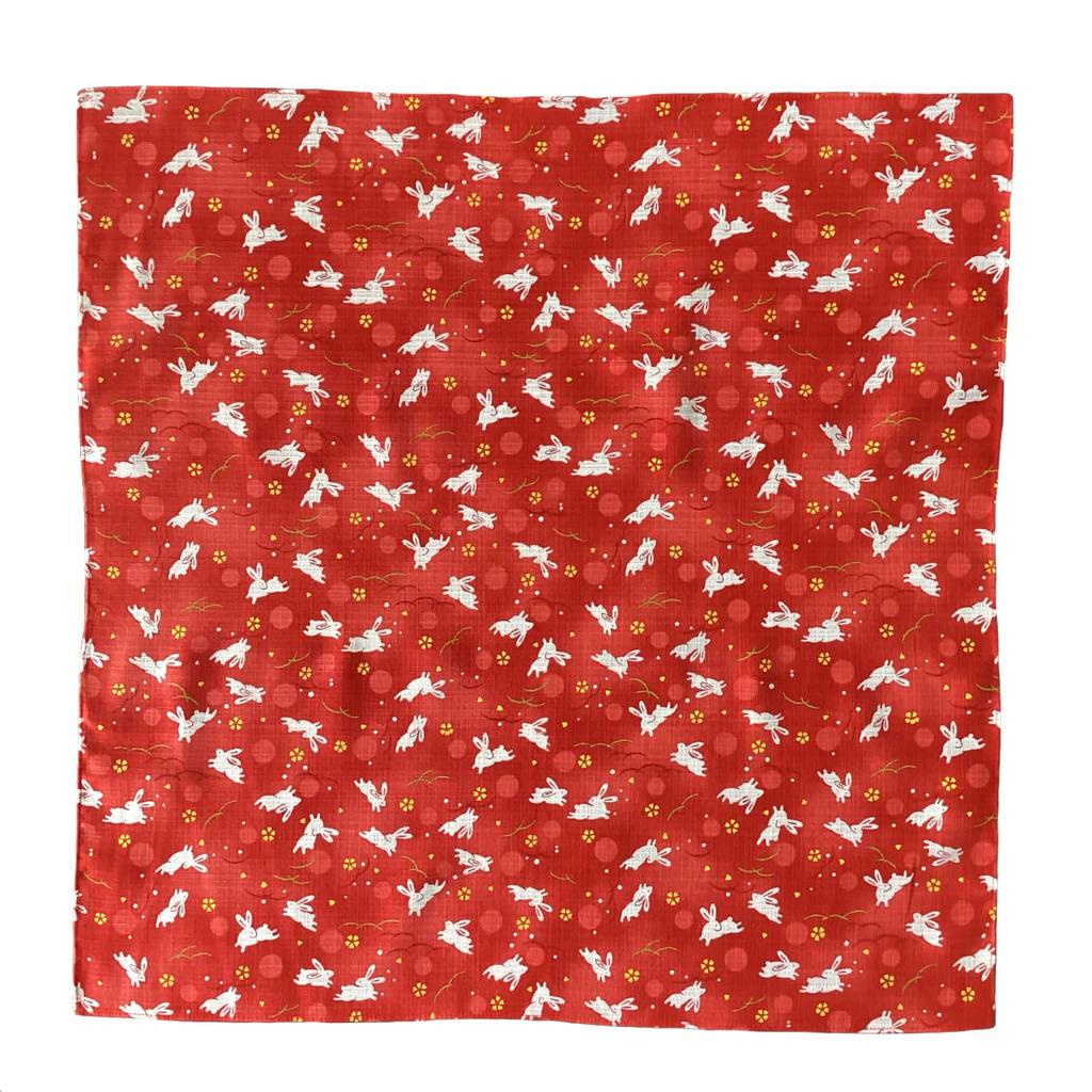 Kyosuke Japan-made small furoshiki cotton 100 approximately 5353cm bento cross machine washable Japanese pattern classical fabric Waraku Usagi red