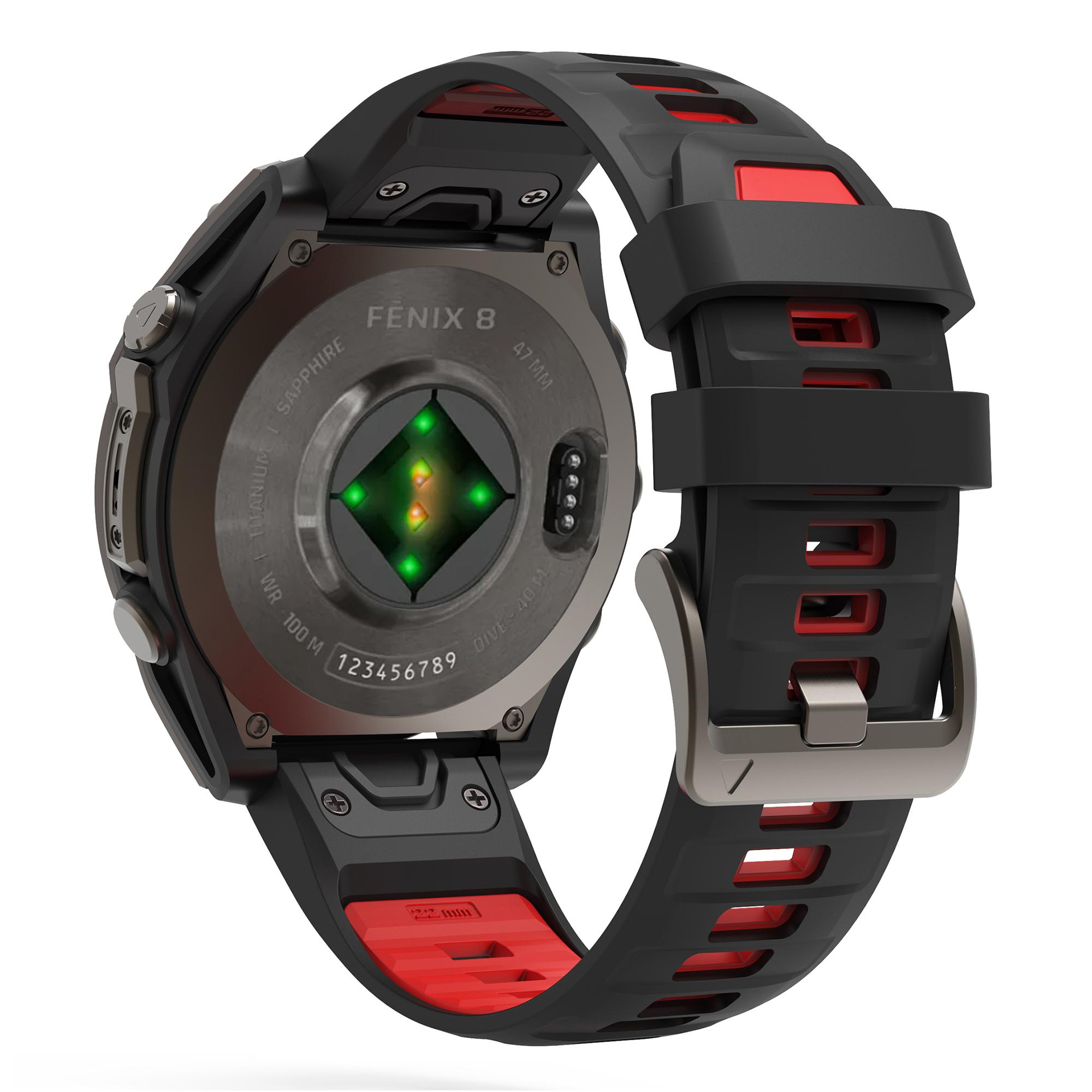 

Для Garmin Fenix 7X/7X Pro/6X/6X Pro Сменный ремешок QuickFit 26 мм Двухцветный силиконовый ремешок для часов Black/Red