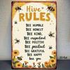 Vintage Metal Tin Sign Beehive Rules with Flowers, 8x12 Inch Wall Decor for Home & Kitchen