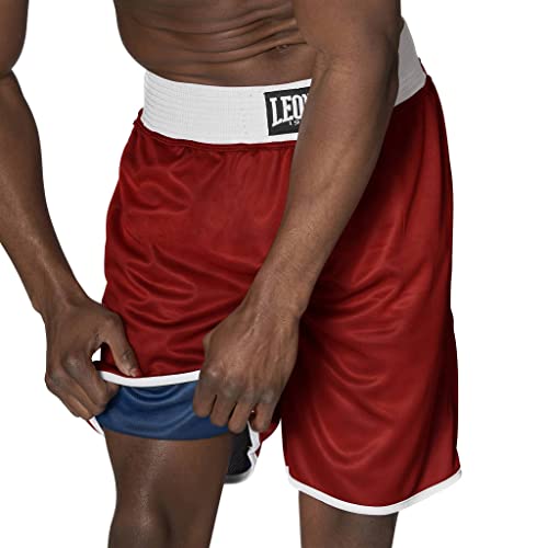 LEONE 1947 Double Face Boxing Shorts, Unisex, Reversible, Elastic Waist, Size Small, Blue/Red, AB215 [Authentic]