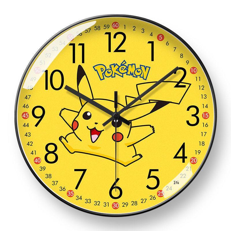 

Pikachu Silent Quartz Wall Clock with Auto Time Sync - Cute Cartoon Design for Early Education 8 inches