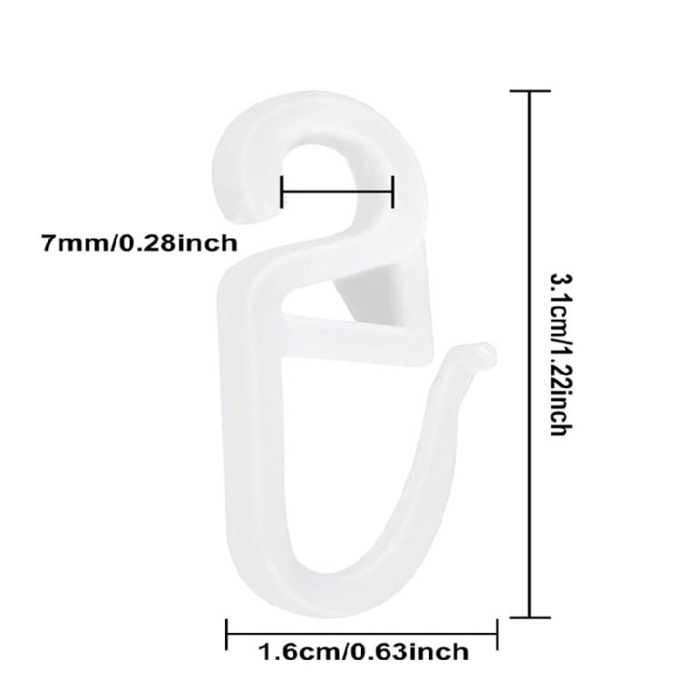 50Pieces S Shape Curtain Track Sliders Hooks for Smooth Drapery Movement Curtain Rails Gliders Hooks Clip Accessories