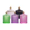 Stained Glass Storage Jar with Lid Snacks Candy Box Aromatherapy Candle Bottle Glass Container Jewelry Storage Jar Home Decor