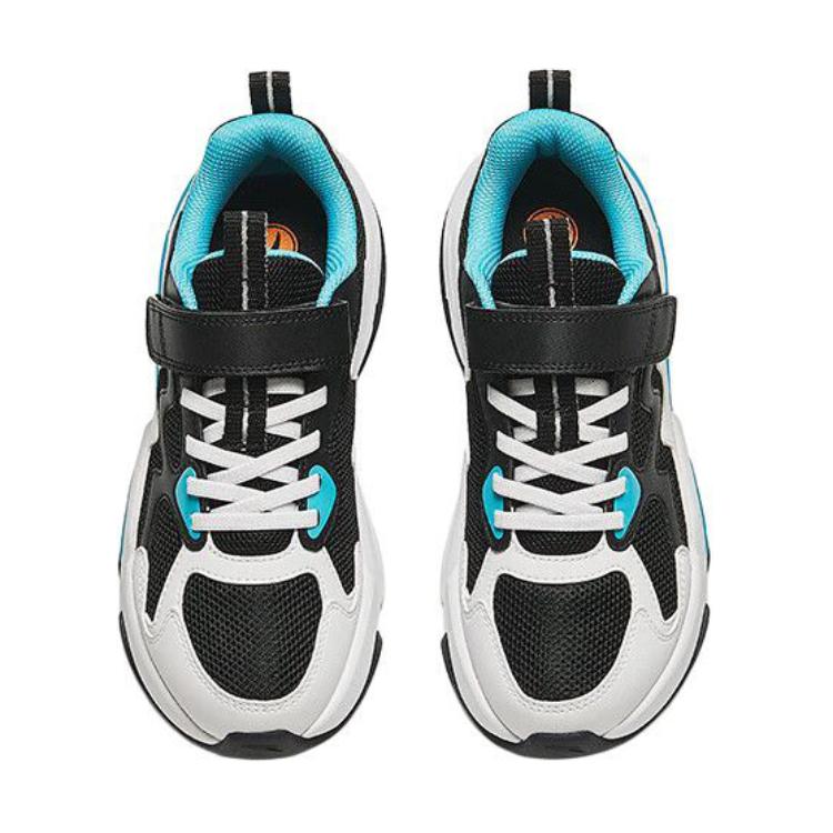 Anta Kids Synthetic Leather Fabric Trendy Casual Non-Slip Durable Low-Top Running Shoes Kids sneakers Black White Blue 312438805-5