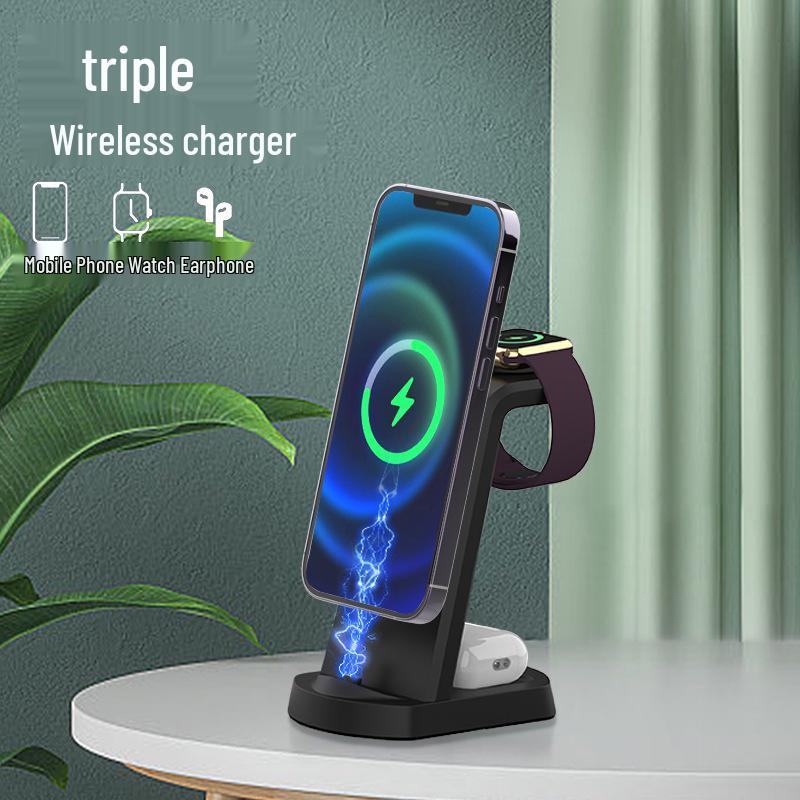 3-in-1 Wireless Charger Stand for iPhone, Apple Watch, and Earbuds