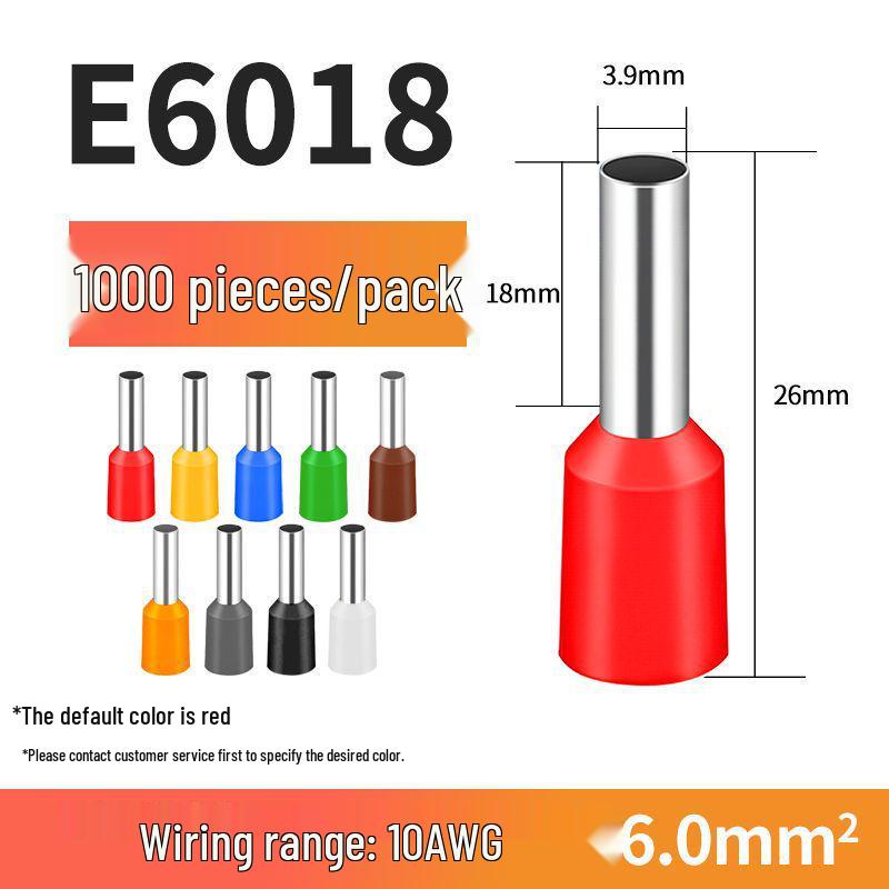 VE Tube-Type Pre-Insulated Terminal E 0308 Cold-Pressed Pin Terminal