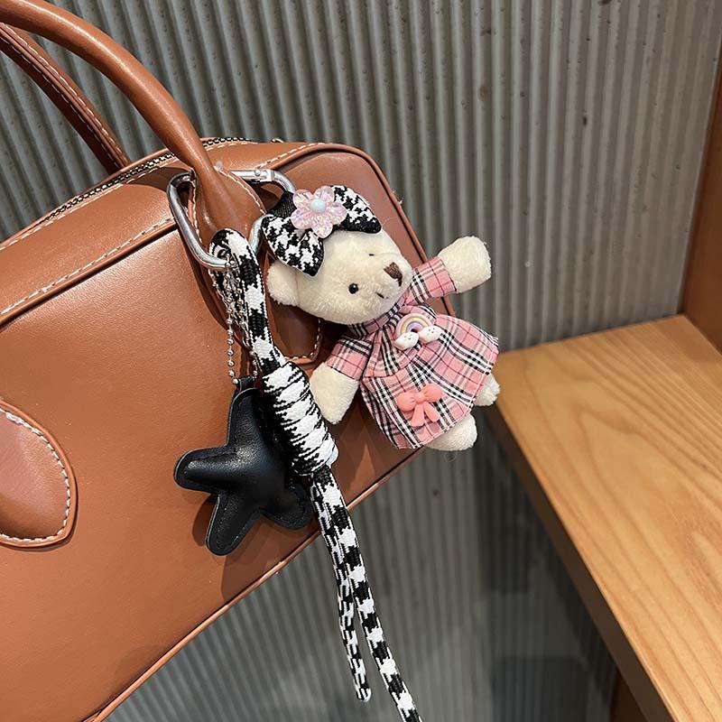 Fashion Little Bear Key Chain Five-pointed Star Braided Rope Pendant Girl Backpack Decoration