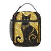 Egyptian Cat Pattern Insulated Lunch Bag for Kids School Cooler Thermal Food Box Tote Portable Lunch Boxes Container